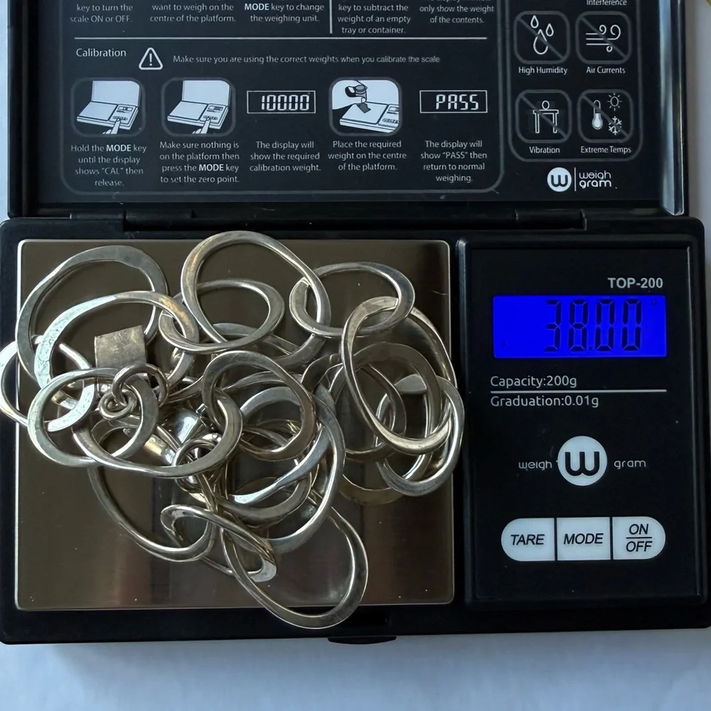 92.5 18" Sterling Sliver Link Necklace. 38g. Box Clasp. - Picture 5 of 6